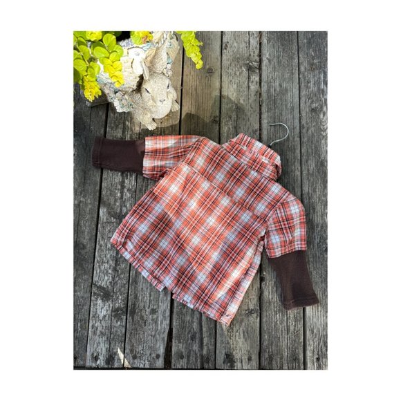 Calvin Klein Jeans Orange Plaid Button Up Shirt Long Sleeve Knit Cuffs Sz 12M - Picture 5 of 5